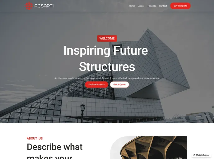 Acsapti - Architecture & Interior Company Template screenshot