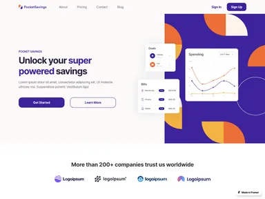 Pocket Savings Startup Website Template screenshot