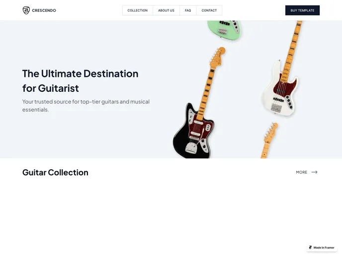 Crescendo – Guitar Business Website screenshot