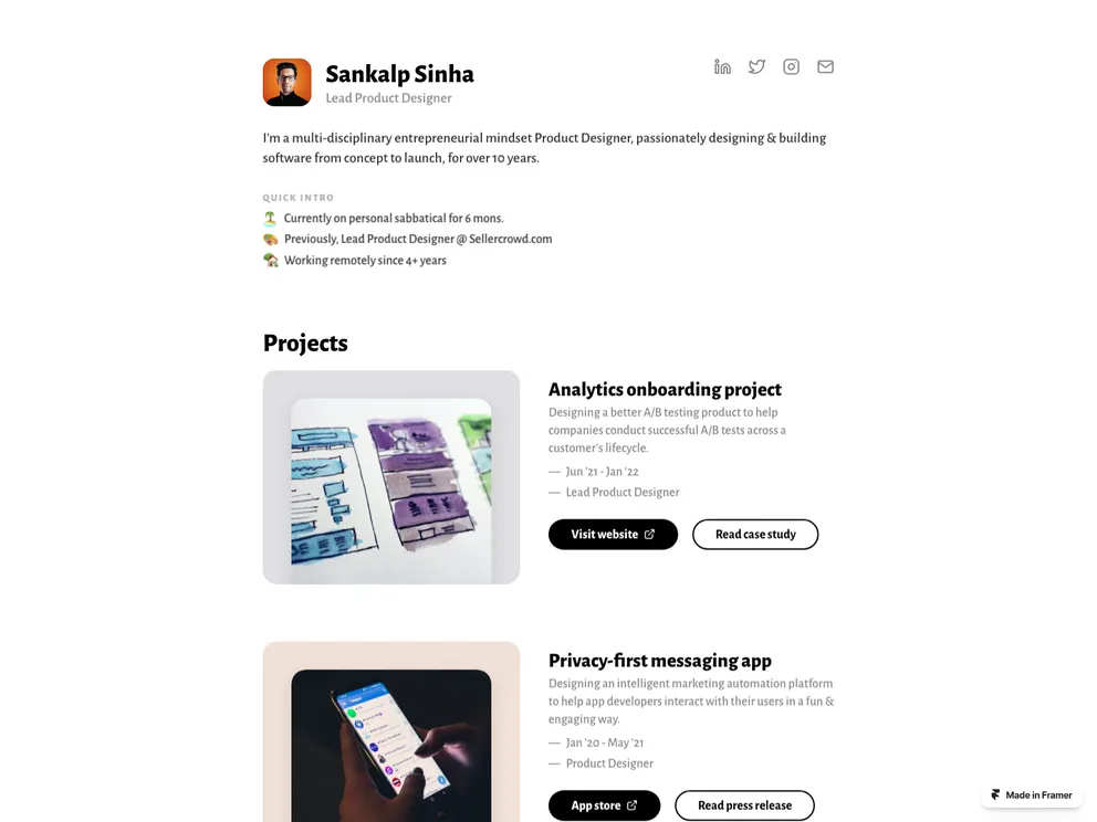 Personal Portfolio Website Template screenshot