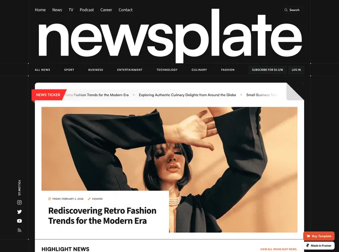 Newsplate screenshot